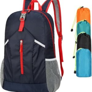 25L Hiking-Backpack Foldable-Sports Daypack-Camping Collapsible Bag Water Resistant Lightweight Travel Men Women (Dark Blue)